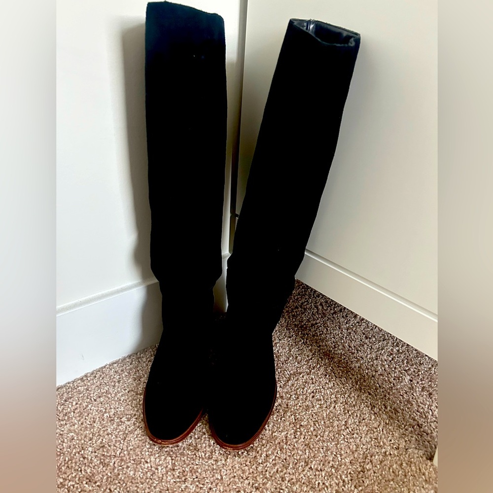 Vince Camuto black suede knee boots. Very comfy!